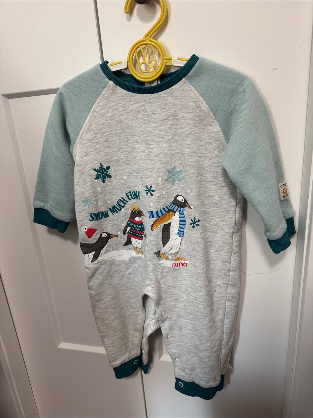 Fat Face Grey & Mint Penguin Snow Fun One-Piece
